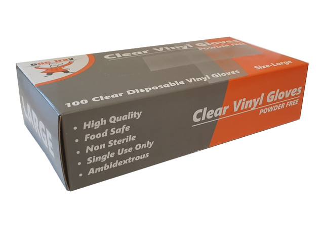 Glove Vinyl - CLEAR - Food Handling - (Powder FREE) - LARGE CTN/1000