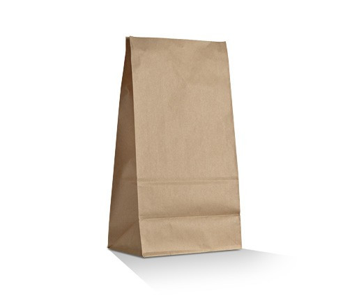 SOS Paper Bag - Brown Kraft Plain - MEDIUM (#8) - 100g Recycled Paper - Block Bottom - SIZE: 310x160x100mm - 500/CTN