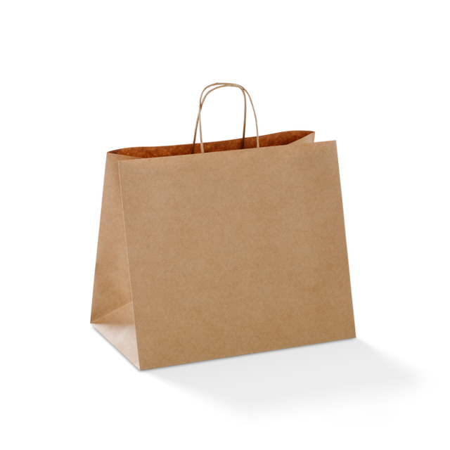 Carry Bag - BIOSERV - Brown Kraft Plain with BLACK Twist Handle - T/AWAY (JUNIOR) - 230x280+180mm - 250/CTN