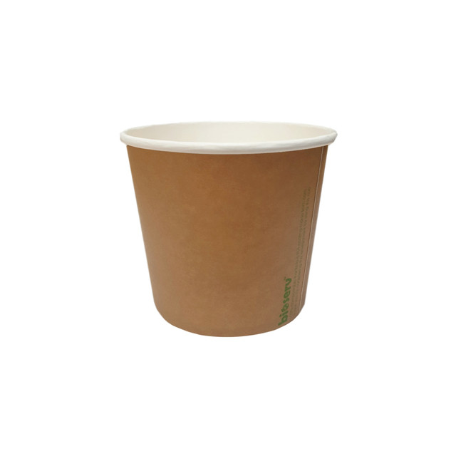 SOUP BOWL/TUB - BIOSERV - Brown Kraft - PLA - 16oz (500ml) - Hot/Cold Use - 115x93x80mm - CTN/500