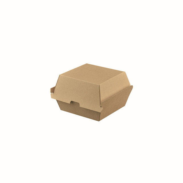Burger Box (Corrugated) - BIOSERV - PLAIN Brown Kraft - 105x105x85mm - 250/CTN
