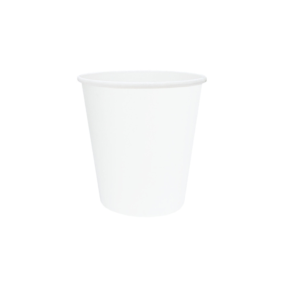 Coffee Cup (PE) - SINGLE Wall - 8oz (SQUAT) WHITE - ONETRAY - 1000/CTN