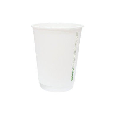 Coffee Cup - Compostable PLA - DOUBLE Wall - 12oz WHITE (20 x 25) 500 ...