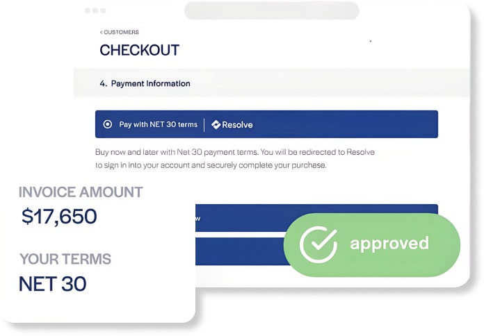 Resolve Net 30 checkout approval example