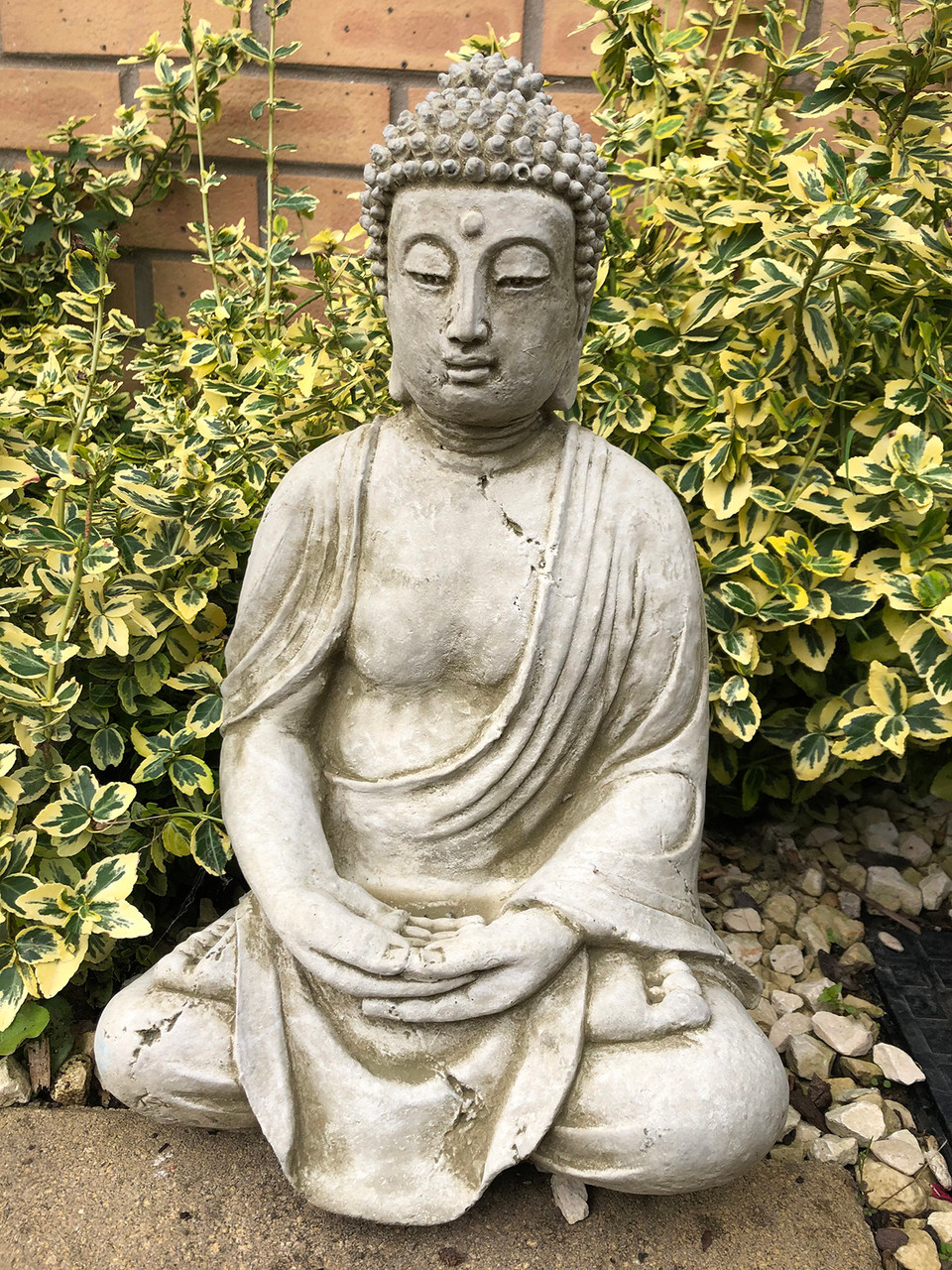 Reconstituted Stone Ancient Buddha Statue Burgess Home Garden