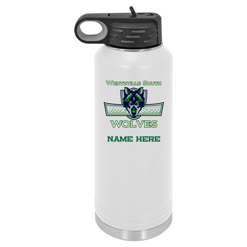 32 oz White Water Bottle with South Logo
