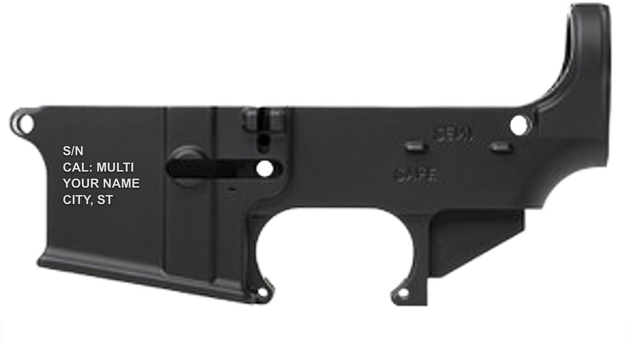 CUSTOM ENGRAVED 80% LOWER RECEIVER - ANODIZED AR-15 FORGED 7075-T6 w/ FIRE/SAFE