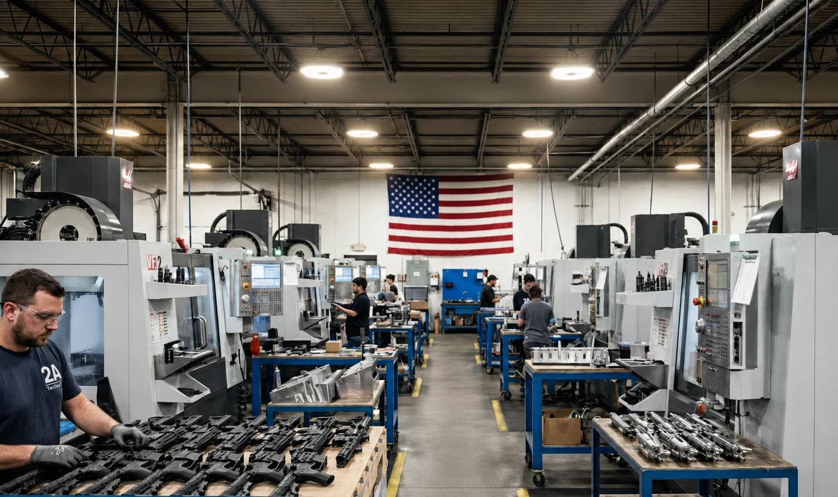 Tactical Machining CNC machine shop floor with HAAS mills