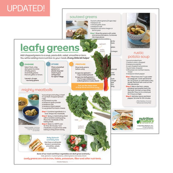 Leafy Greens Recipe and Storage Sheet