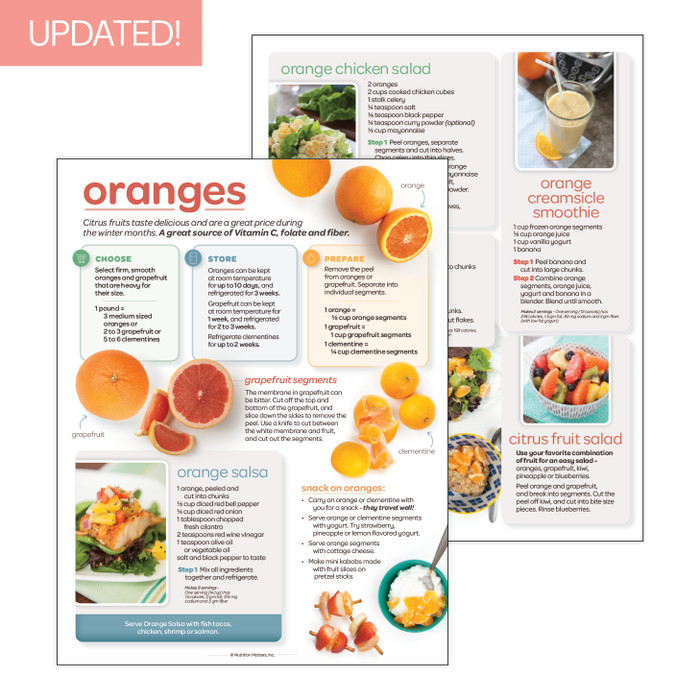 Oranges Recipe and Storage Sheet