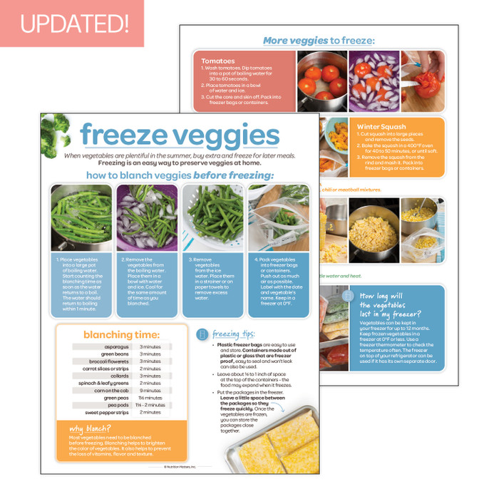 Freeze Veggies Instructional Sheet