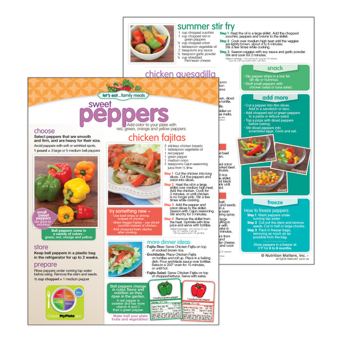 Sale - Sweet Peppers Storage & Recipe Sheet