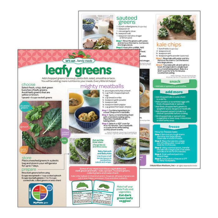 Sale - Leafy Greens Storage & Recipe Sheet