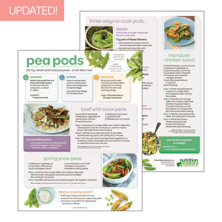 Pea Pods Recipe and Storage Sheet