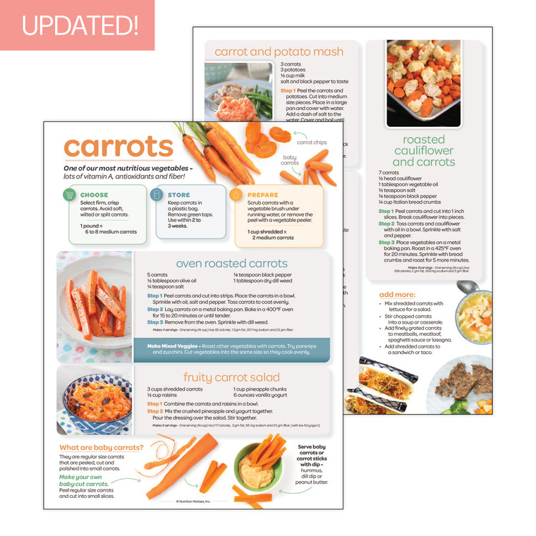 Carrots Recipe and Storage Sheet