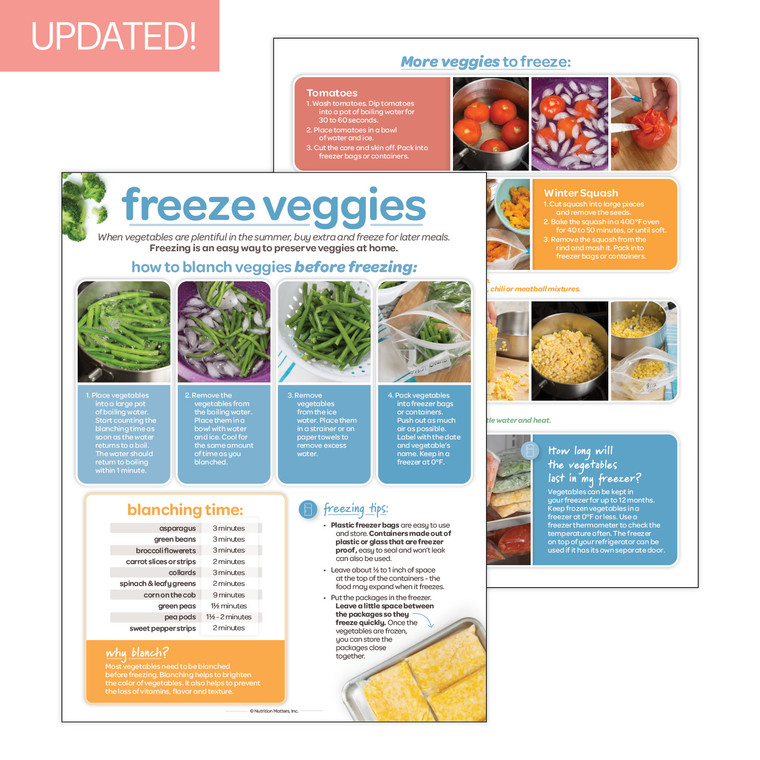 Freeze Veggies Instructional Sheet