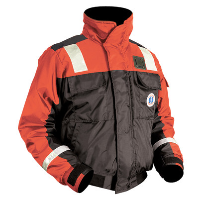 Mustang Classic Flotation Bomber Jacket w\/Reflective Tape - Orange\/Black - Large [MJ6214T1-33-L-206]