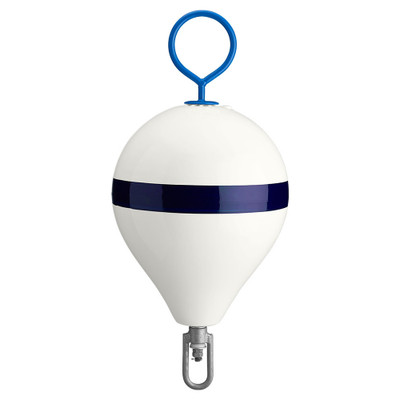 Polyform 13.5" CM Mooring Buoy w\/Galvanized Iron - White Blue Stripe [CM-2 WHT W\/STR]
