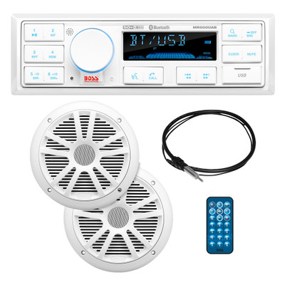 Boss Audio MCK500WB.6 Kit w\/MR500UAB, 2 MR6W Speakers, MRANT10 Antenna,  White Remote *Refurbished [CRMCK500WB.6]