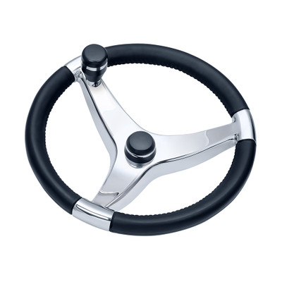 Schmitt Marine Evo Pro 316 Cast Stainless Steel Steering Wheel w\/Control Knob - 15.5" Diameter [7241521FGK]