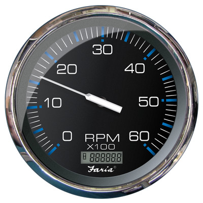Faria Chesapeake Black 5" Tachometer w\/Digital Hourmeter - 6000 RPM (Gas) (Inboard) [33763]