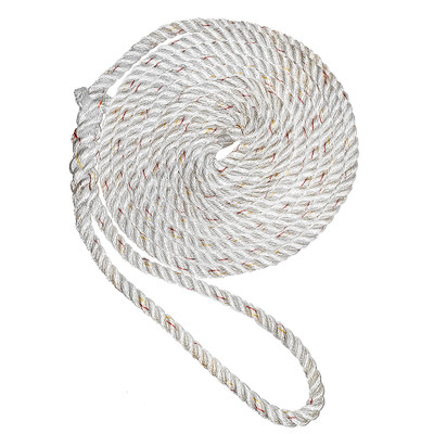New England Ropes 3\/8" Premium 3-Strand Dock Line - White w\/Tracer - 15 [C6050-12-00015]