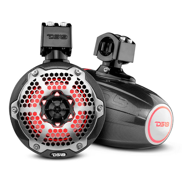 DS18 X Series HYDRO 6.5" Wakeboard Pod Tower Speaker w\/RGB LED Light - Black Carbon Fiber [CF-X6TP]