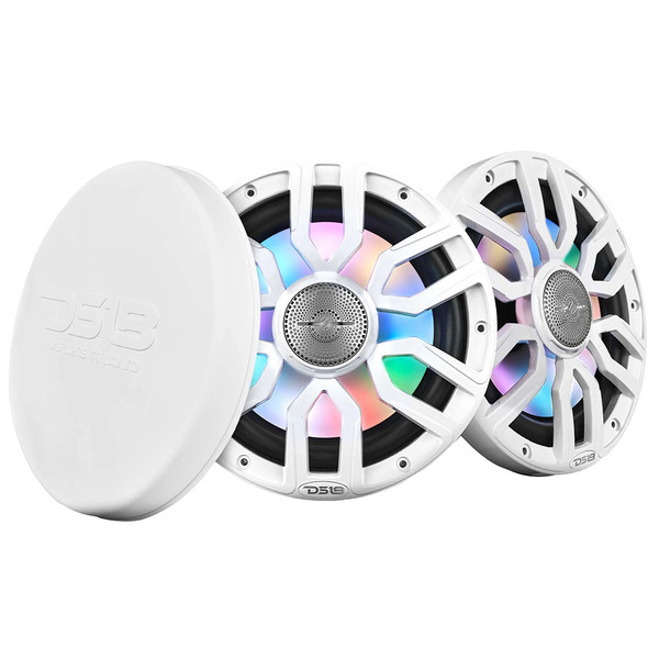 DS18 8" 2-Way Coaxial Marine Speakers w\/Digital LED Lights  Bullet Tweeter - White - 175W, 4-Ohm [NXL-IQ8\/WH]