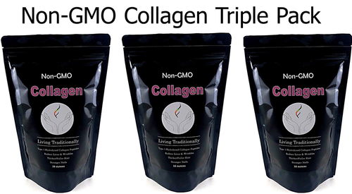 Three (3) one pound (1 lb.) bags of Non- GMO Hydrolyzed Bovine Collagen