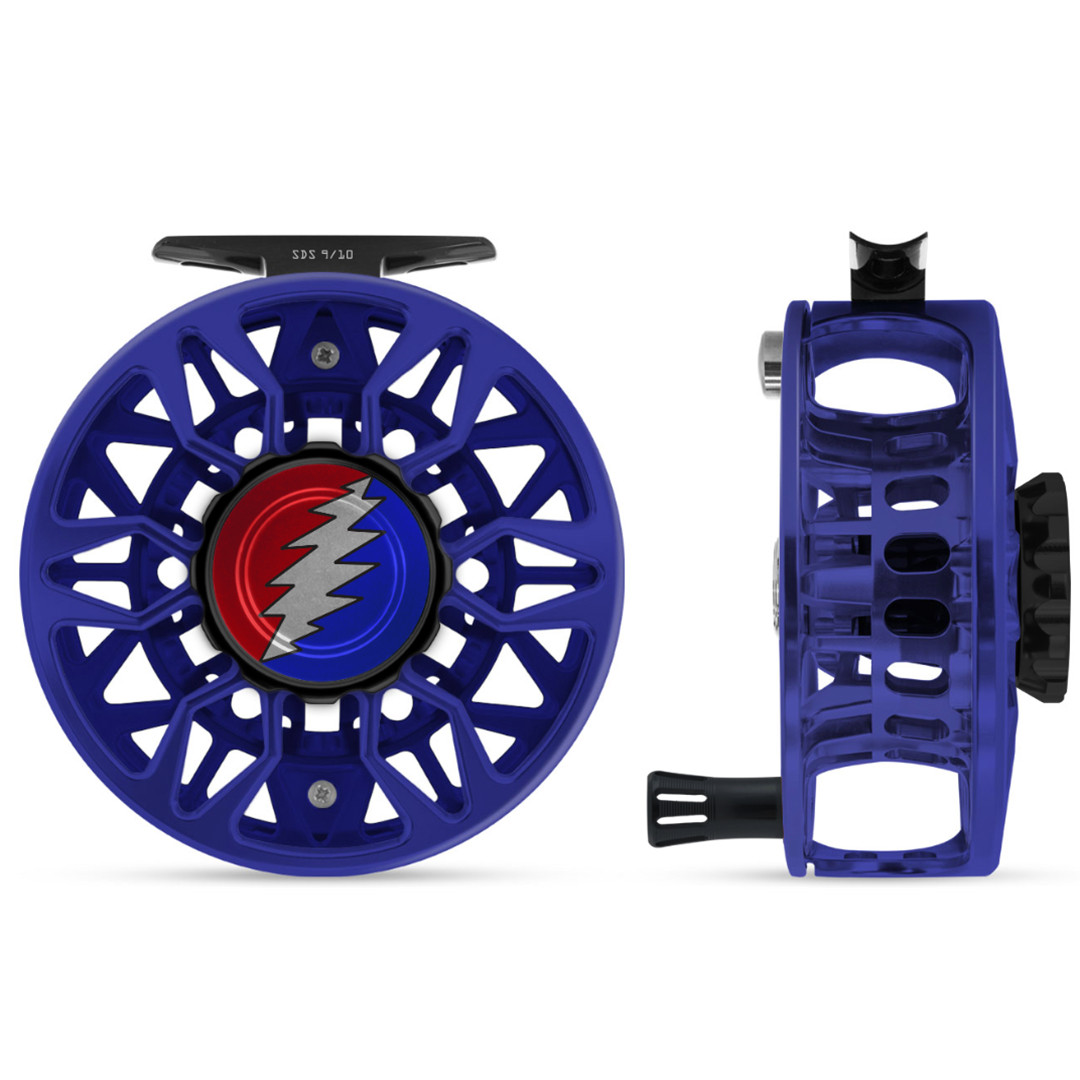 SDS 9/10 Blue III Ported Reel w/Grateful Dead Drag Knob and Black