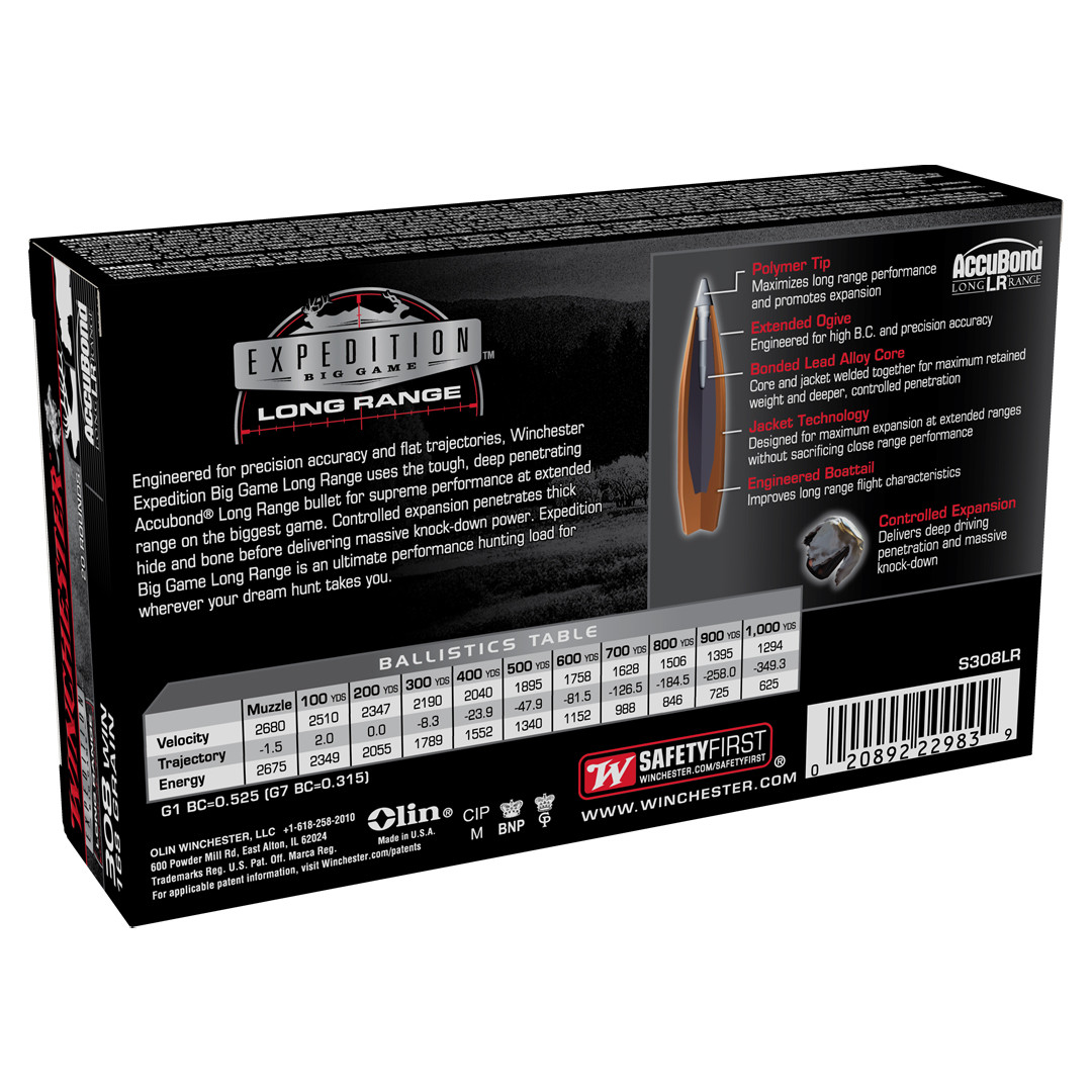 Winchester Expedition Long Range 308 Win 168gr 20rd S308LR60657