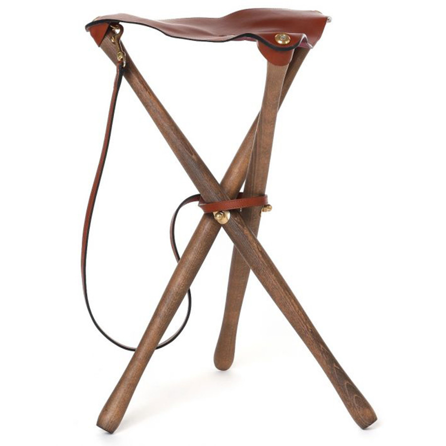 Oak & Leather Tripod Seat40559 - Gordy & Sons Outfitters