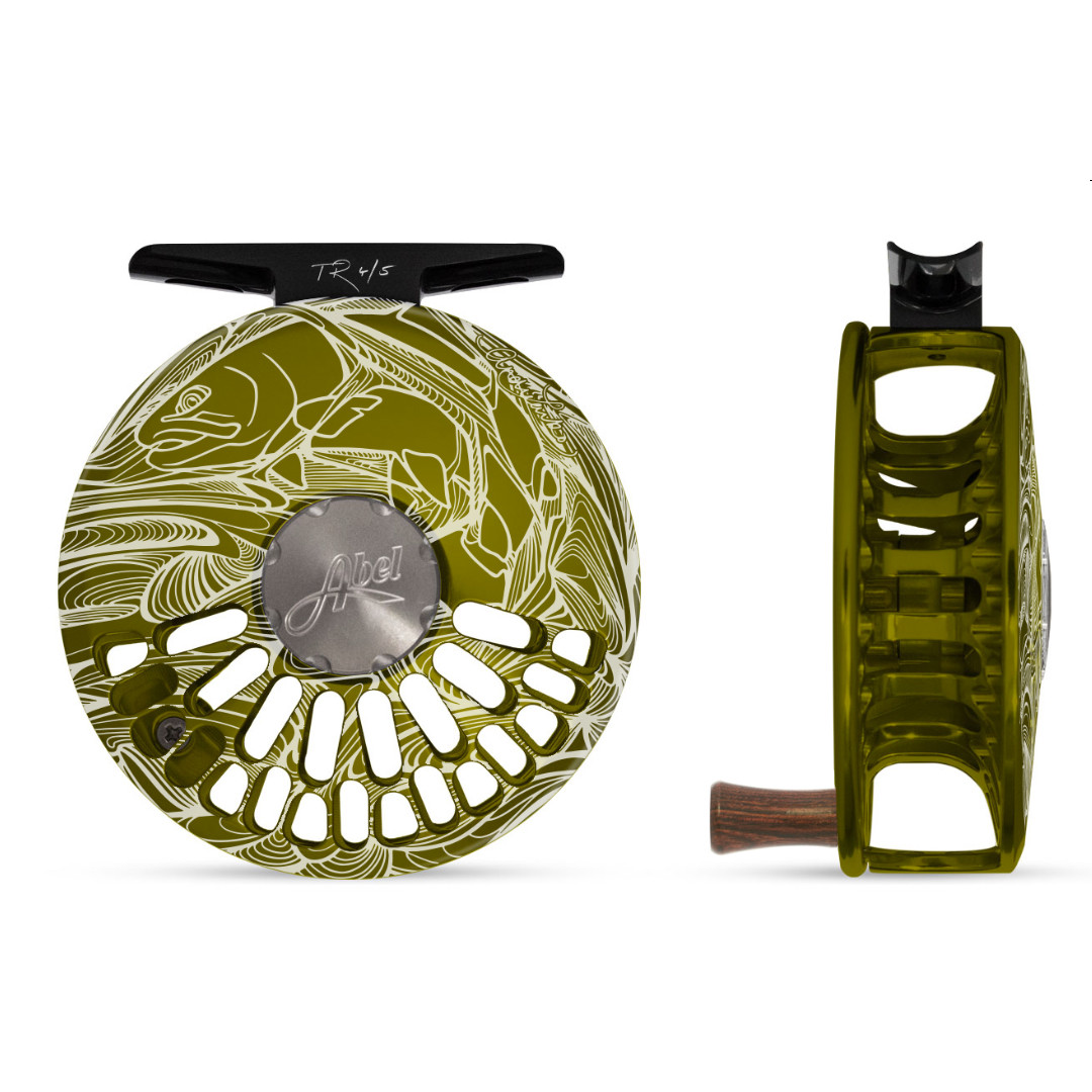 Abel TR 4/5 Olive Larko Trough Reel w/ Rose Handle58452 - Gordy