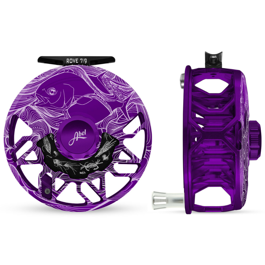 Rove 7/9 Purple Reel Larko Permit Engraving with Platinum