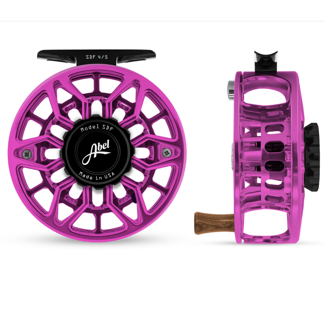 SDF 4/5 Ported Reel Pink w/ Black Drag Knob and Walnut Handle59424