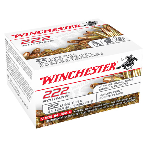 Winchester 22LR 36gr Copper Plated Hollow Point 222rd. Game and Target 22LR222HP