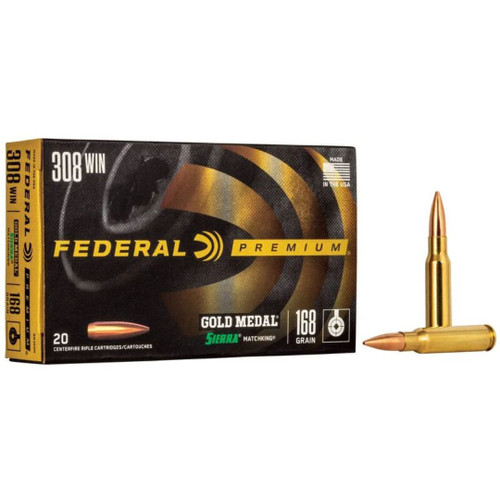 Federal Premium 308 Win 168gr Gold Medal Sierra Matchking BTHP GM308M