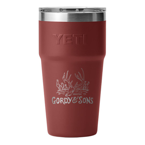 YETI Rambler® Stackable Cup 20 oz engraved with Gordy Deadhead logo in Stag Red.