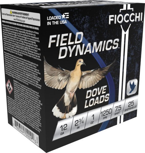 Fiocchi Dove and Quail 12 GA 2 3/4" 1 OZ LEAD Chill #7.5 12GT7547896