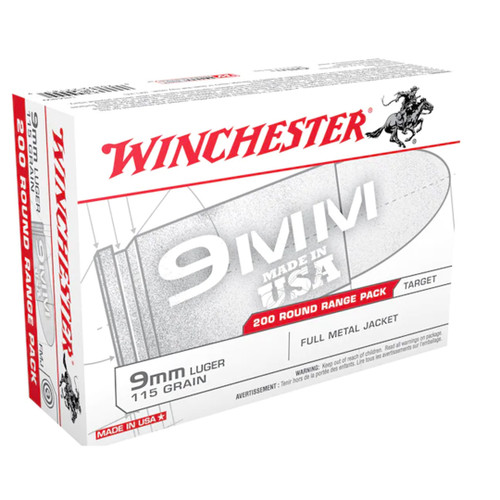 Winchester 9mm Luger 115gr FMJ Target and Practice 200rd USA9W