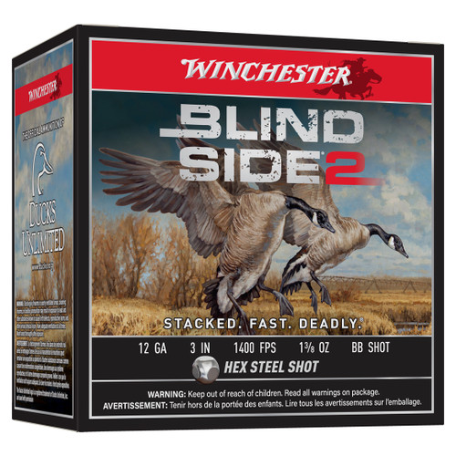 Winchester Blind Side 2 12ga 3" 1 3/8oz BB Hex Steel Shot XBS123BB58126