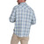 Model Wearing a Howler Bros La Grange Lightweight Flannel in Cohen Plaid Iron Blue, rear view
