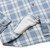 Howler Bros La Grange Lightweight Flannel in Cohen Plaid Iron Blue close up on the lens wipe