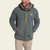 Model wearing a Howler Bros Chisos Hooded Pullover in Capillary Waves: Stormy Sea