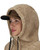 Model wearing a Simms Women's Coldweather Fleece in Stone, hood
