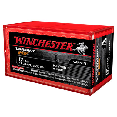 Winchester .17 HMR 17gr V-MAX Brass – 50rd