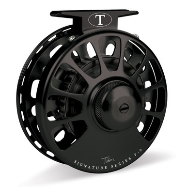 Tibor Signature Series Reel 7-8 Custom Frost Black with Red Hub