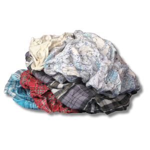 One of the best multi-colored rags available. Highly absorbent with high cotton content and very soft flannel.