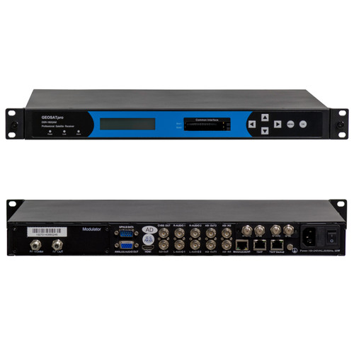 RECEIVER/HEADEND - GEOSATpro DSR180QAM RACK MOUNT IRD WITH SDI, ASI, IP, QAM-B (64, 256), DUAL DVBS-2 Tuner, 4K QAM RF out. RECEIVER/HEADEND - GEOSATpro DSR180QAM RACK MOUNT IRD WITH SDI, ASI, IP, QAM-B (64, 256), DUAL DVBS-2 Tuner, 4K QAM RF out.
