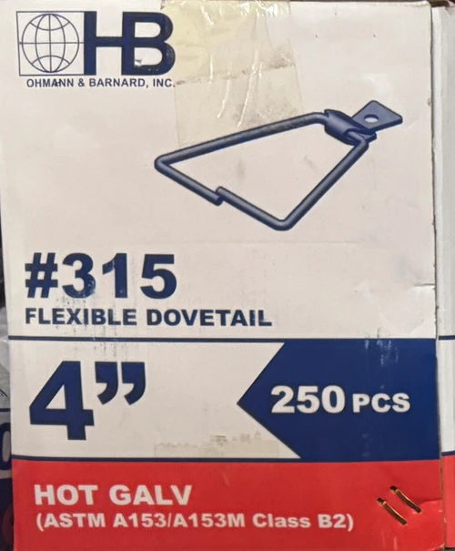 H&B 315 Flexible Dovetail Brick Tie - Box of 250